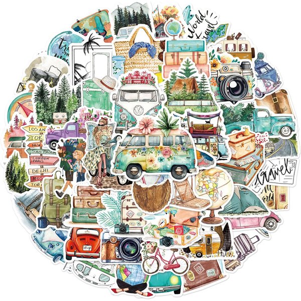 50PCS Cartoon Outdoor Travel Graffiti Waterproof Stickers Creative Trendy Notebook Refrigerator Mug Helmet CarDecorationStickers