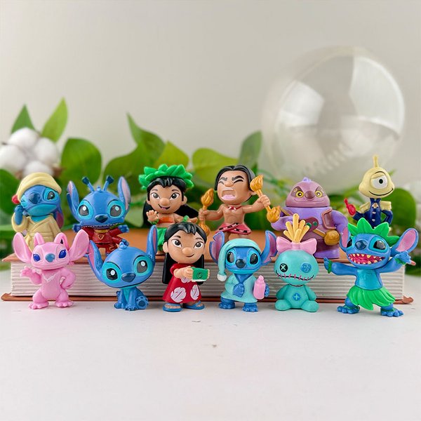 Ensemble de figurines d'action Lilo 12 Stitch en PVC, jouets de collection, Lilo Angel Jumba, décoration de bureau, décorations de gâteau, cadeau pour enfants, figurines d'anime