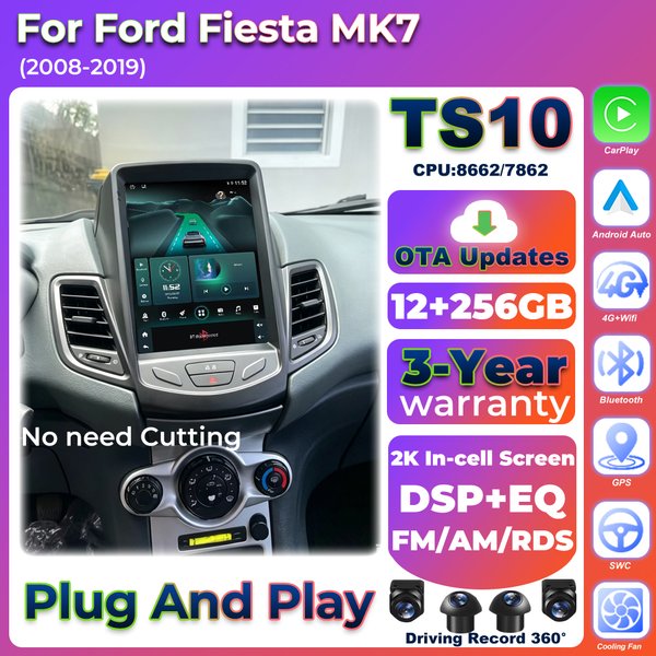 Autoradio Android 16 pour Ford Fiesta MK7 2008 2009 2010 2011-2019, unité centrale multimédia, autoradio, GPS, navigation, Wifi 5G