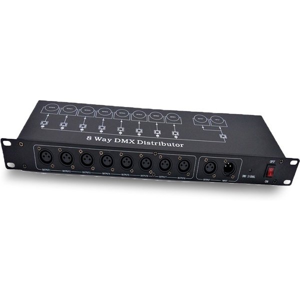 Expédition rapide, meilleure qualité, répartiteur DMX 8 canaux, amplificateur de signal DMX512, répartiteur de lumières de scène, distributeur DMX 8 voies