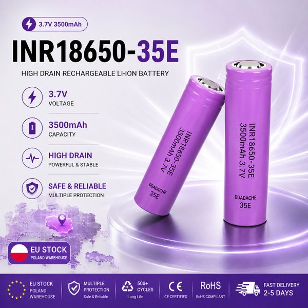 18650 Wiederaufladbare Batterie 3,7V 3500mAh INR18650-35E Hochleistungs-Li-Ionen-Zelle 25A Hochstrom-Batterie für Taschenlampen, Werkzeuge, Powerbanks, Laptops, E-Bikes, Solarenergiespeicher