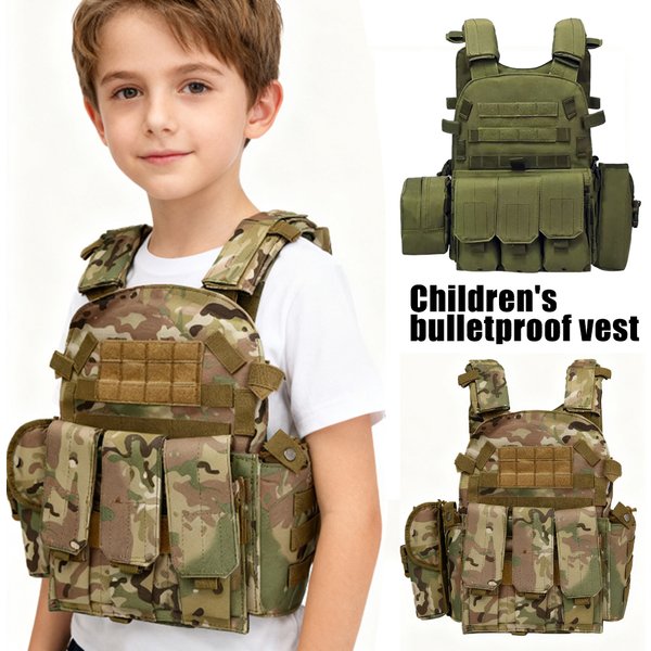 Kids Level III Bulletproof Vest Camouflage Tactical Body Armor Breathable Multi Functional 6094 Vest Stab Proof