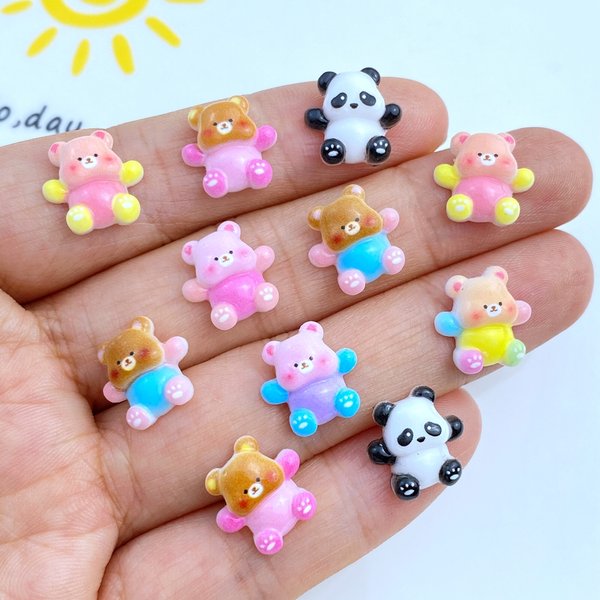 50pcs New Cute Mini Cartoon Colorful Bear Nail Rhinestones Gems Glitter Nail Art Jewelry Manicure Nail Decoration Accessorie