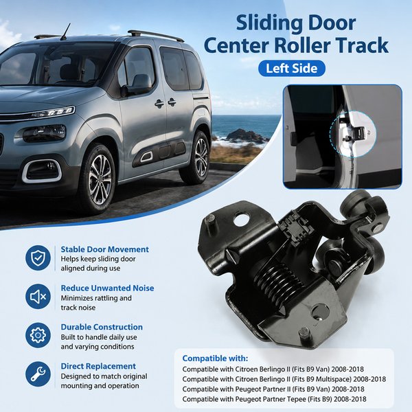 Pour Citroën Berlingo II Partner II B9 2008-2018, charnière de porte coulissante gauche/droite, roulement de guidage 9033Z1, 9033Z2, 9680486580