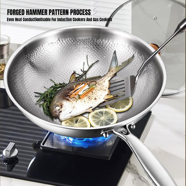 Poêle à frire 26/28/30 cm en titane pur, motif écaille de poisson, sans revêtement, antiadhésive, pour steak, ustensile de cuisine domestique