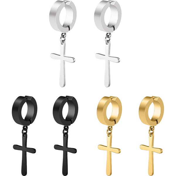 1 Paar modische Ohrclips mit Kreuz-Anhänger, nicht durchdringende Ohrringe, gefälschte Ohrringe, Geschenk für Männer und Frauen, Schmuck