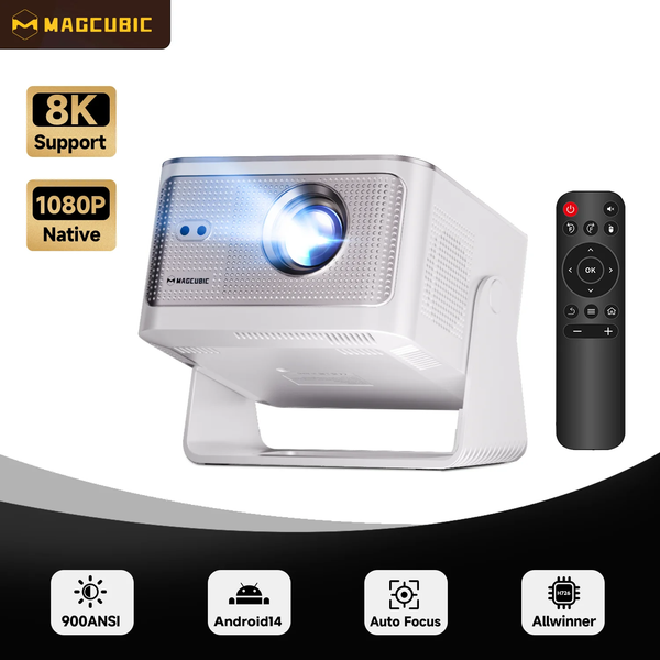 Magcubic HY350Max Android 14 900ANSI Projektor mit Autofokus, 8K Native 1080P Smart-Beamer mit Wifi6 BT5.4, Tragbarer Filmprojektor für Draußen