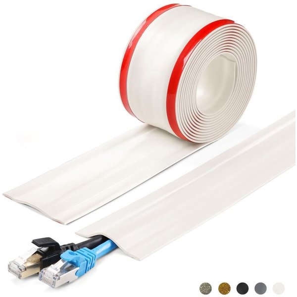 Professionelle PVC-Bodenkabelabdeckung, selbstklebend, 1 m, Wanddraht-Concealer, weich, ohne Bohren, Kabelmanagement, Heimbüro