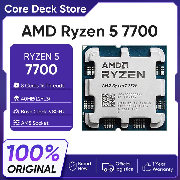 AMD Ryzen 7 7700 CPU 8 Kerne 16 Threads Bis zu 5,3GHz AM5-Sockel 65W Desktop-Prozessor