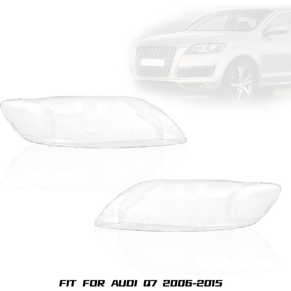 1 Paar Scheinwerferlinsenabdeckung passend für Audi Q7 2006-2015 Frontscheinwerfergehäuse Lampenschirm Ersatzteile Transparent 4L0941029