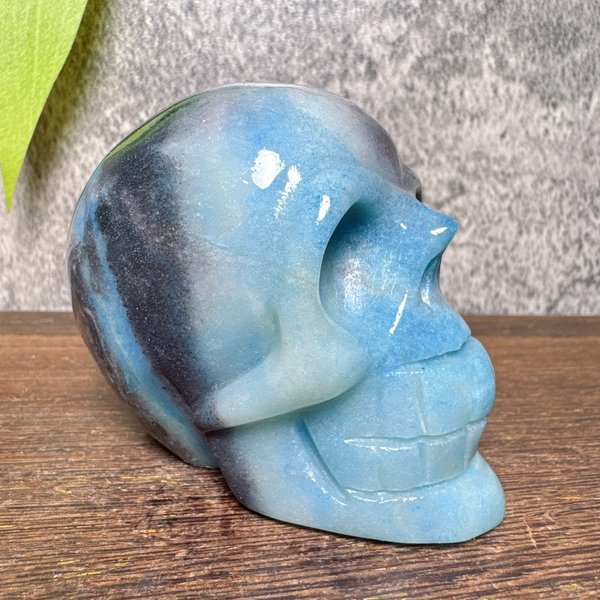 Crâne en Trolleite Bleue de Haute Qualité, Pierre Naturelle Brute, Bijou, Décoration de Scène, Cadeau d'Anniversaire