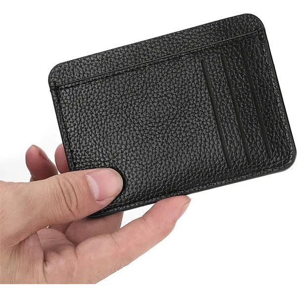 Simple Card Holder Mini Solid Faux Leather Credit Card Holder