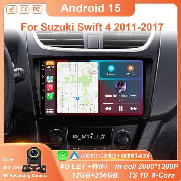 Android 15 autoradio stéréo pour Suzuki Swift 4 2011 2012 2013 2014 -2016 lecteur vidéo multimédia GPS sans fil Carplay Auto WIFI