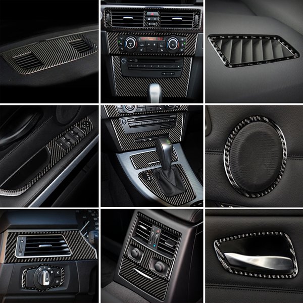Carbon Faser Für BMW 3er E90 E92 E93 Innere Schalthebel Klimaanlage CD Panel Tür Armlehne Abdeckung Trim Aufkleber Zubehör