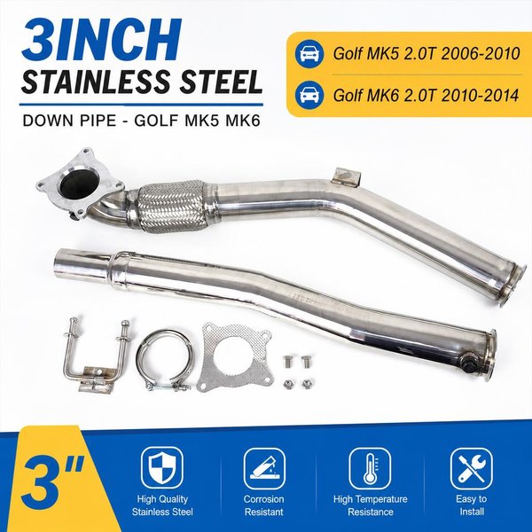 Auto-Auspuff-Downpipe Passend für VW Golf GTI MK5 MK6 Jetta 2.0T Turbo und Audi A3 8P 2,5 Zoll - 3 Zoll 63mm bis 76mm