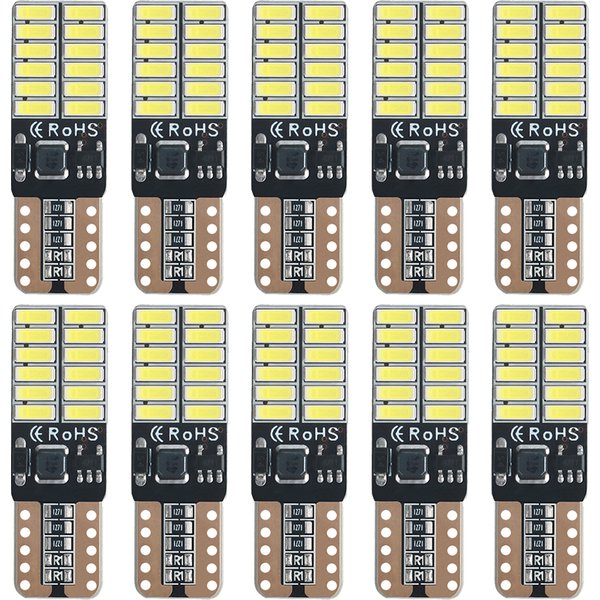 10 pièces IC T10 LED ampoule Canbus 5W5 voiture W5W LED Signal lumineux 12V 6000K Auto cale côté intérieur dôme lampes de lecture 4014 24SMD blanc