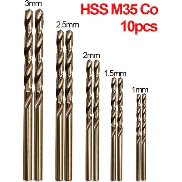 10 pièces/ensemble HSS M35 foret au Cobalt 1mm 1.5mm 2mm 2.5mm 3mm foret revêtu de Cobalt outil électrique pour le perçage du métal et de l'acier inoxydable
