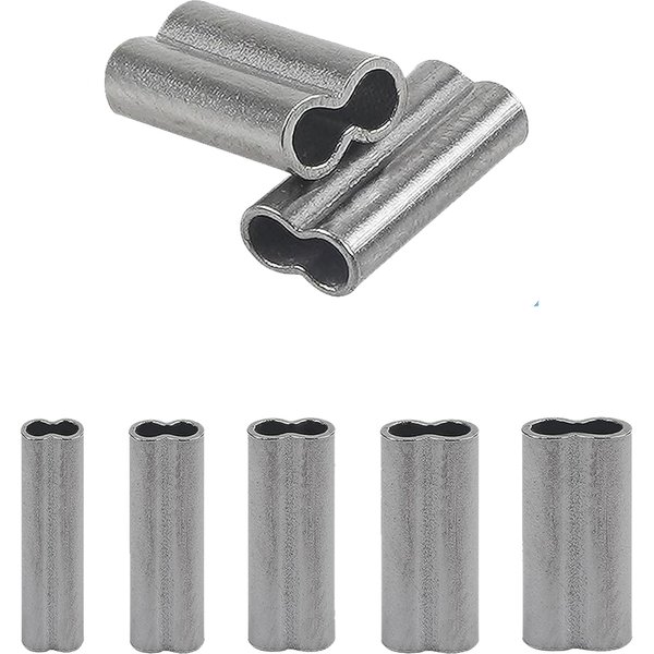 200Pcs Crimping Fishing Sleeves Copper Double Crimps Fishing Tube Fishing Line Crimp Sleeve Wire Leader Tackle Fishing Connector