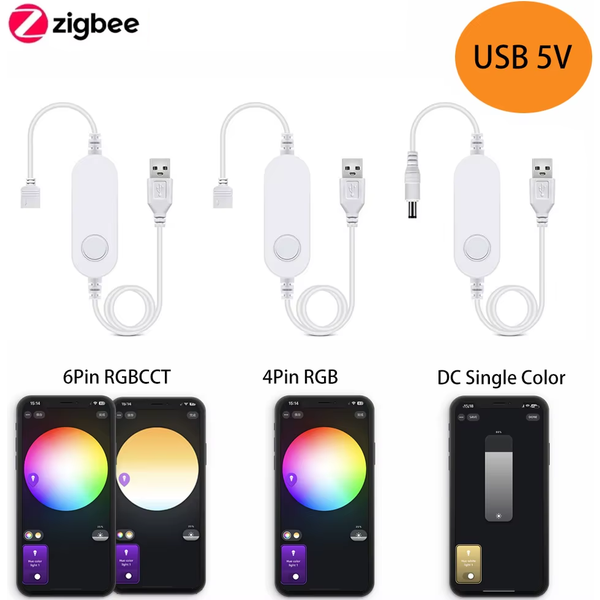 5V USB Zigbee 3,0 Led Streifen Licht Controller RGB RGBCCT LED Licht Streifen Dimmer Smart APP Stimme Fernbedienung für MQTT Smartthings Alexa
