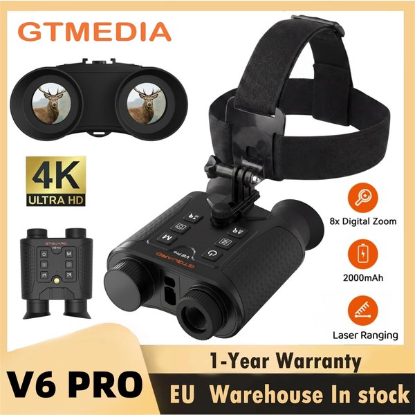 V6 PRO IR 4K Nachtsichtfernglas 8X Digitalzoom 300M Vollständige Dunkelheit Foto- & Video-Teleskop für Jagd-Entfernungsmesser