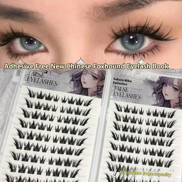 Selbstklebende, leimlose falsche Wimpern mit großer Kapazität, flauschige Fuchsenauge, natürliche Volumenwimpern, wiederverwendbar, einfache Entfernung