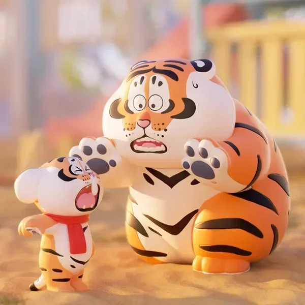 Funism I Am Not A Fat Tiger Father Is Kind To Son Series Blind Box Spielzeugpuppe Niedliche Anime-Actionfigur Ornamente Figuren Puppen