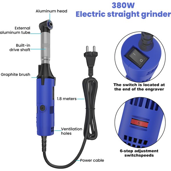Keramikfliesen-Schönheitsnähwerkzeug 500W Elektrischer Geradschleifer 6 Variable Geschwindigkeiten Reinigungsmaschine Schleifer Polierer