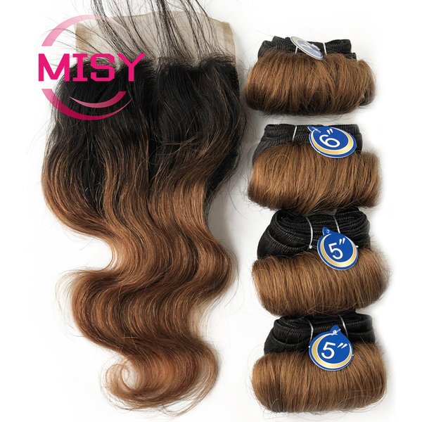 Mèches Brésiliennes 100% Naturelles, Cheveux Courts Ondulés, 4x1, avec Fermeture en Dentelle, Partie T, Document Naturel