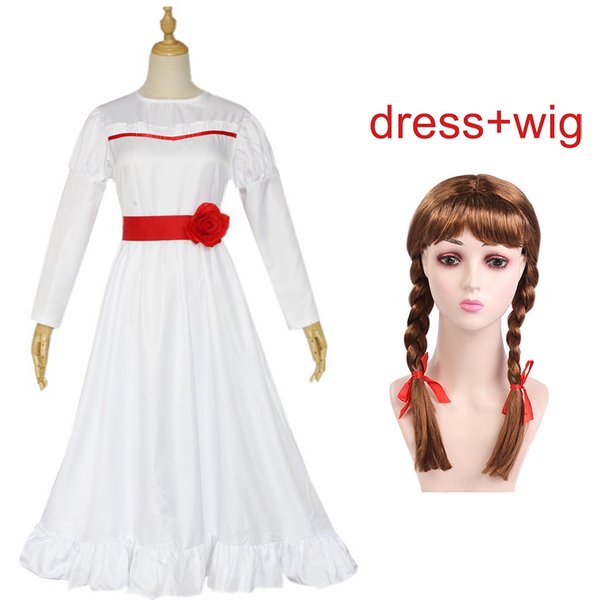 Movie Conjing Doll Annabelle Dresses Cosplay Halloween Carnival PartyCostumes Wig Suit Dress Up Female Child Adult Uniform Suit