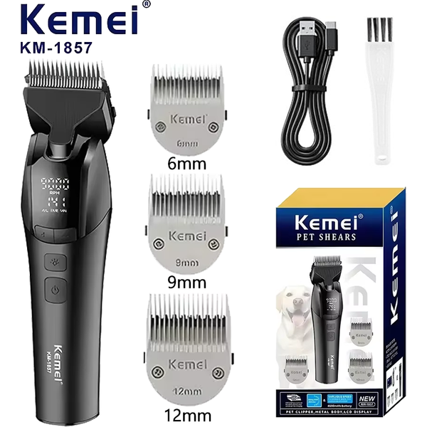 Kemei 1857 Professional Pet Dog Grooming Clipper Electric Rechargeable Cat Hair Shaver Dog Hair Trimmer 10W Animal Hair Clipper
