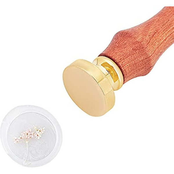 Sealing Wax Stamp 22mm Round Blank Wax Seal Stamp Head Removable Brass Seal Head Pear Wooden Handle for Sealing Stamp Envelopes