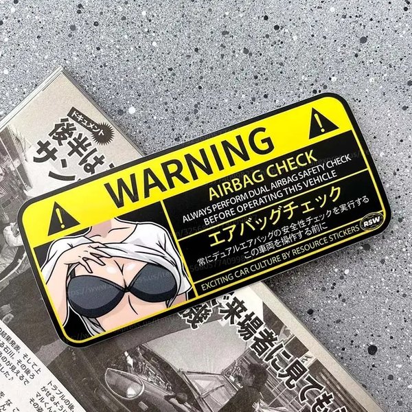 Cartoon Auto-Aufkleber Warnung Airbag-Check Warnaufkleber Anime Wasserdichte Auto-Zubehör-Sticker SH40 Mini Cooper Zubehör
