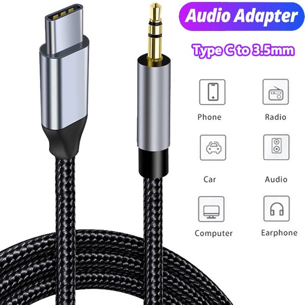 AUX-Audiokabel USB C auf 3,5 mm Klinke AUX-Kabel Autolautsprecher Kopfhörer-Adapter für Samsung Xiaomi Huawei Universal Typ-C-Konverter