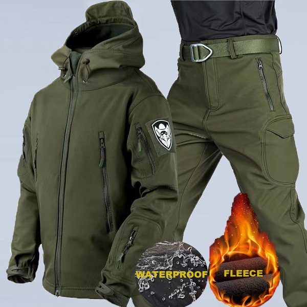 Męski zimowy wodoodporny kombinezon turystyczny dres zestaw kurtki Softshell płaszcz kempingowy spodnie taktyczne spodnie z polaru wędkarski