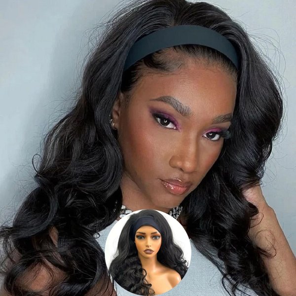 Body Wave Headband Wig Human Hair 16 Inch Wig Brazilian Virgin Hair Wear and Go Wigs for Black Women Human Hair Straight Deep Wave HeadBand Wigs Water Wave Half Wigs Curly Human Hair Human Hair