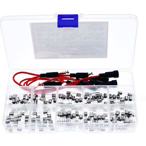 Kit de fusibles en tube de verre à soufflage rapide, porte-fusible, type à vis en ligne, fil 16 AWG, 0,5 A, 1A, 3A, 5A, 8A, 10A, 15A, 20A, 5x20mm, 100 pièces