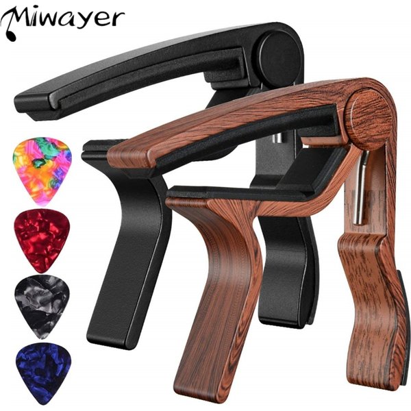 Capodastre de guitare Miwayer pour guitares acoustiques et électriques en acier à 6 cordes avec 4 médiators gratuitement
