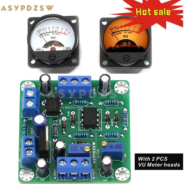 ASYPDZSW VU358, zestaw do samodzielnego montażu/montażu gotowej płytki z miernikiem audio LM358, + 2 sztuki z ciepłym podświetleniem LED, regulowana czułość.