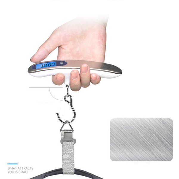 Tragbare Waage, digitales LCD-Display, 110 lb/50 kg, elektronisches Gepäck, hängender Koffer, Reisegewicht, Gepäck, Angelwaage mit Haken