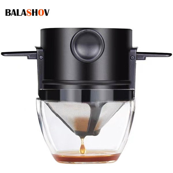 Filtre à café Portable, entonnoir réutilisable, infuseur à thé, goutte-à-goutte en acier inoxydable, pour la maison, le bureau, les voyages en plein air