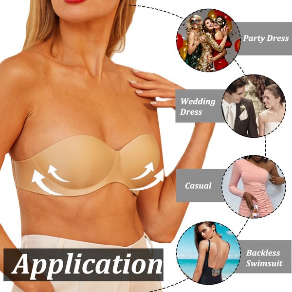 Soutien-gorge tubulaire sans couture pour femme, soutien-gorge sans bretelles, soutien-gorge push-up sans fil, lingerie invisible, sous-vêtements sexy, tasse 1/2