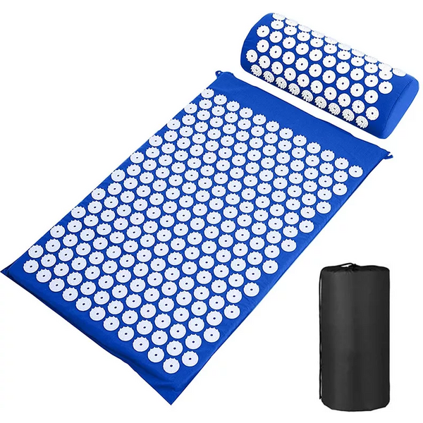 Akupressurmatte, Massagematte, Kissen-Set, Applikator für Nacken und Fuß, Yogamatte mit Nadeln, Rückenkissen