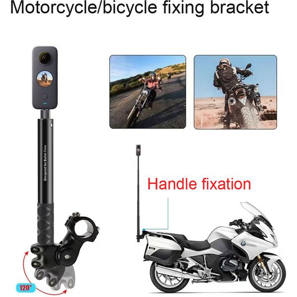 Perche à Selfie pour moto et vélo, pour INSTA360 X2/X3, support de caméra sur guidon, longueur réglable de 27.9 à 113.5cm, vis de 1/4 pouces