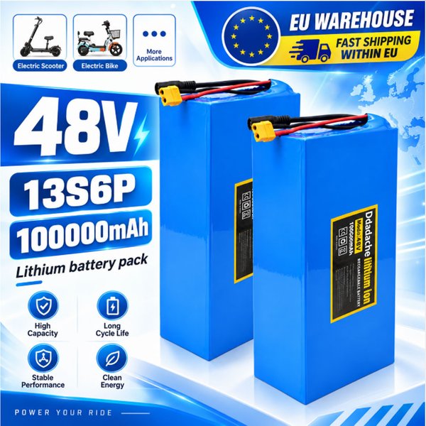 13s6p Lithium-Batteriepack 48V 100Ah mit integriertem 30A BMS für Citycoco Motorroller-Batterien