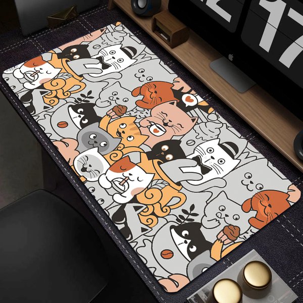 Tapis de souris chat mignon pour ordinateur de bureau, tapis de souris de jeu, tapis de clavier, média 383/493