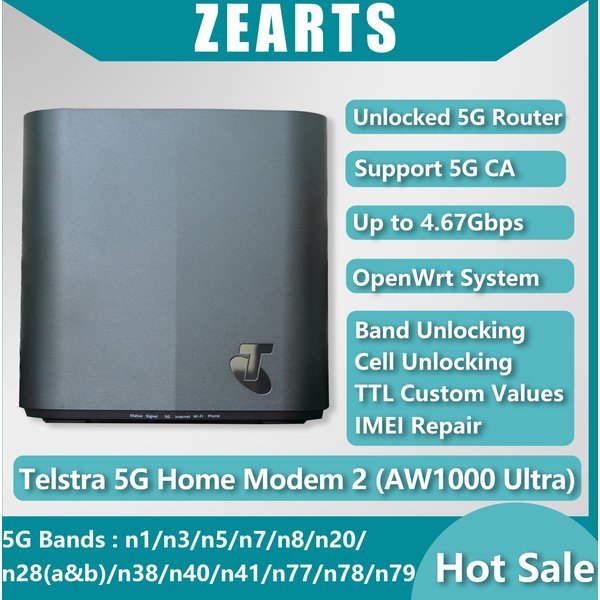 Modem 5G AW1000 Ultra débloqué, CPE 5G/4G mondial Wi-Fi 6, système OpenWrt 5G CA avec déverrouillage de bande IMEI et VPN (nouveau)