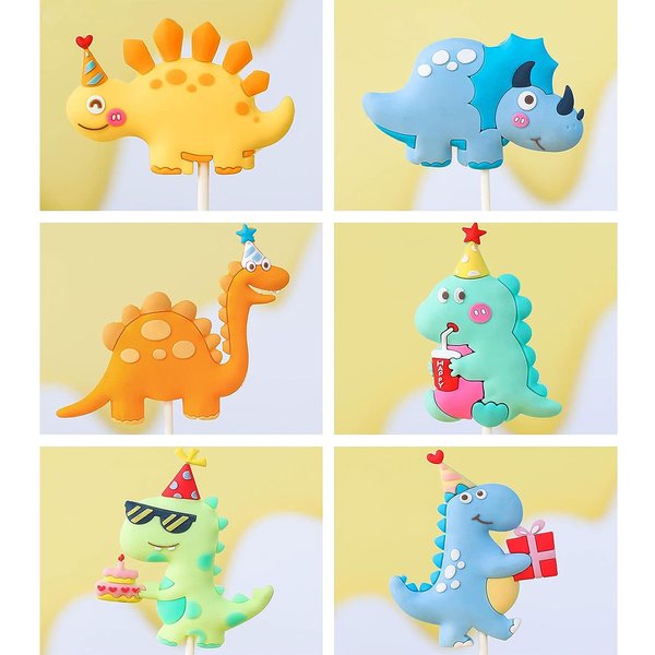 6PCS Kleine Dino Geburtstag Kuchen Dekoration Partei Liefert Dinosaurier Party Drei Rex Kuchen Dekoration Für Dino Geburtstag Kuchen Topper