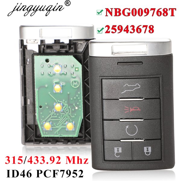 Jingyuqin-NBG009768T sans clé 315MHZ/433mhz | Pour Cadillac SRX CTS XTS DTS 2010 2011 2012 2013 2014, 5 boutons clé de voiture à distance