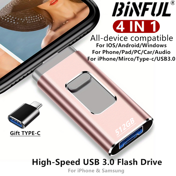 Clé USB pour iPhone 512 Go, 256 Go, 128 Go, USB 3.0, stockage externe, clé USB pour téléphone Android, PC, copie de photos, vidéos, fichiers