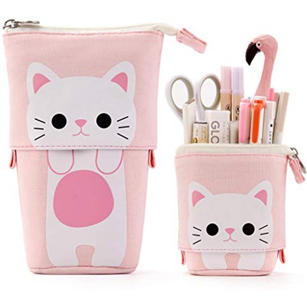 Trousse à crayons rétractable de grande capacité, boîte à stylos Kawaii, sac de rangement de cosmétiques pour filles, papeterie fournitures scolaires et de bureau